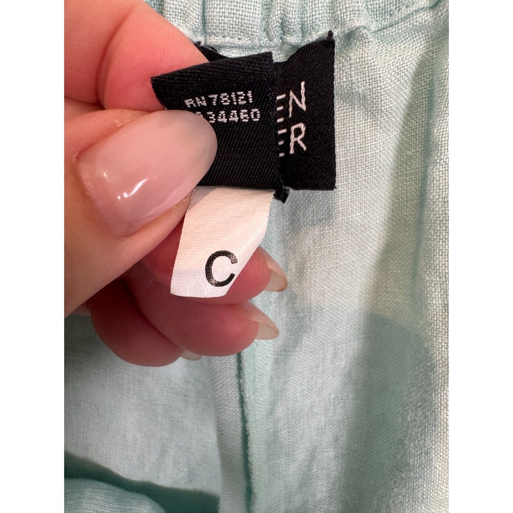 EILEEN FISHER Woman Irish‎ Linen Pants Plus Size 2X Mint Green Coastal Split Hem - Picture 8 of 9